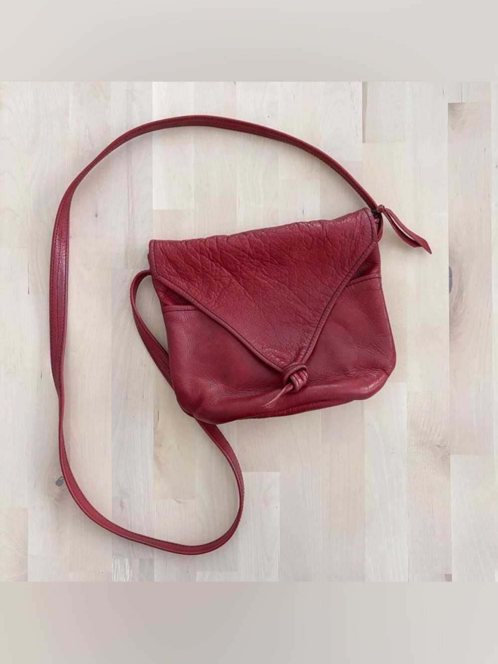 Vintage 80s Cherry Red Leather Crossbody Bag